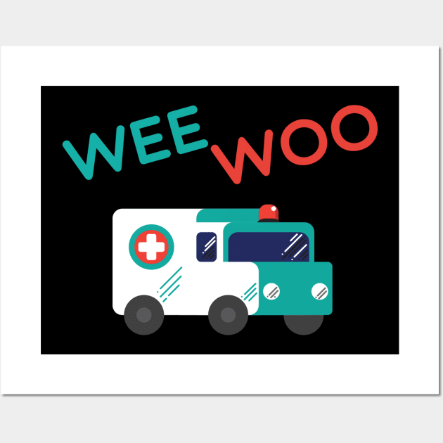 Ambulance or First Responder Cute Wall Art by TheBestHumorApparel